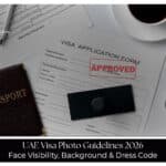 UAE Visa Photo Guidelines with photo size, white background rules, image format, and visa photo requirements