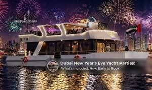 Dubai New Year's Eve yacht parties with fireworks and skyline views.