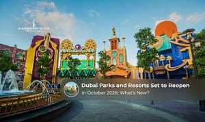 Visitors enjoying rides and attractions at Dubai Parks and Resorts during its October 2026 reopening.