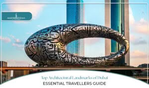 Architectural landmarks in Dubai Blog Banner by Dubai Tourist Places